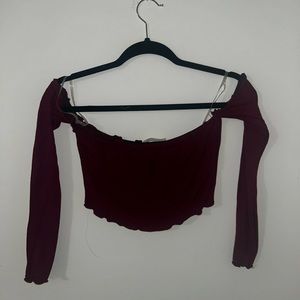 Maroon off the shoulder crop top